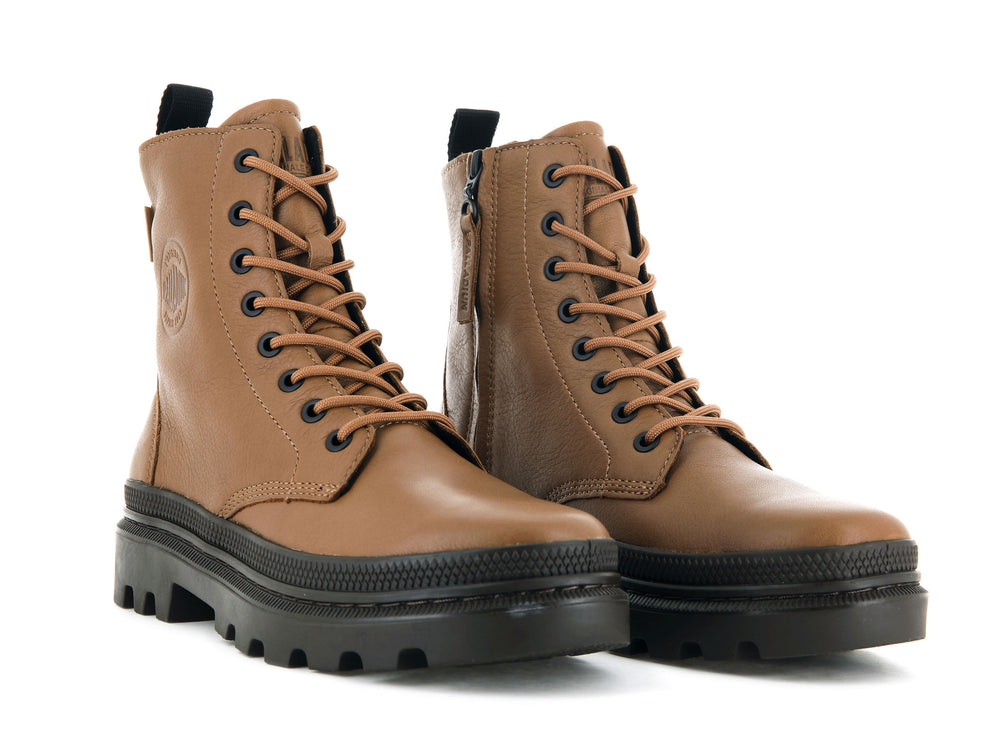 Botas De Invierno Palladium PALLATROOPER OFF LEATHER Mujer Marrones | Costa Rica-06495